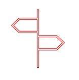 © Sylvia Garbislander Bild zeigt ein stylisierten Wegweiser in Rot mit zwei Pfeilen einer zeigt nach rechts einer nach links