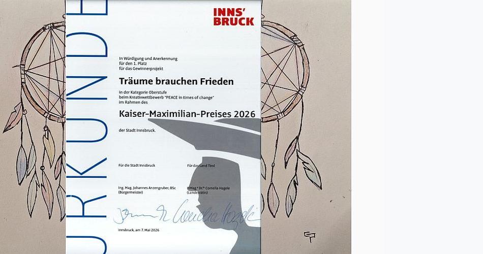 Bild zeigt eine Urkunde mit dem Konterfeit von Kaiser Maximilian und der Auszeichnung für den 1. Preis